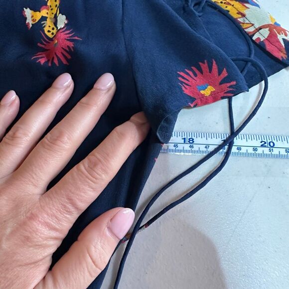 Madewell Silk Poppy A-Line Cactus Flower Floral Dress Navy Blue Size 4 Feminine - Picture 8 of 13